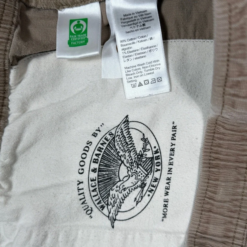Wallace & Barnes Mens XL Corduroy Shorts Khaki Brown Elastic Waist‎